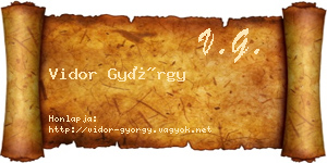 Vidor György névjegykártya